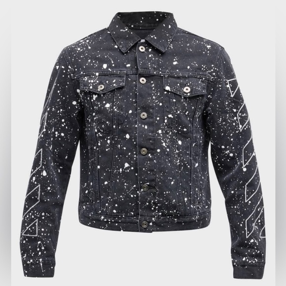 OFF-WHITE Diagonal Paint Splatter Denim Jacket